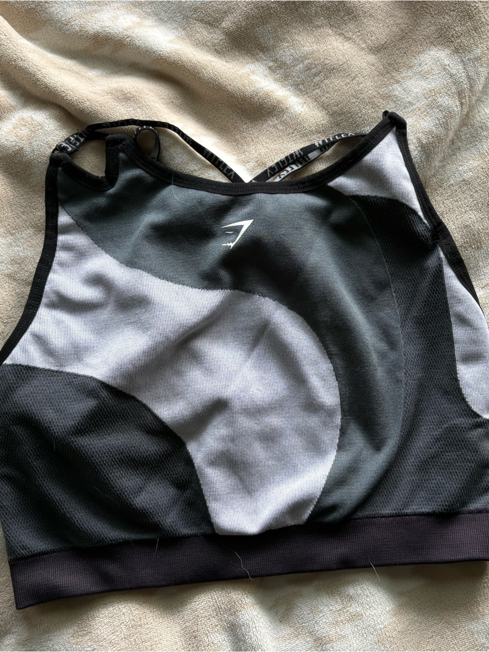 Gymshark Black & Gray Patterned Sports Bra